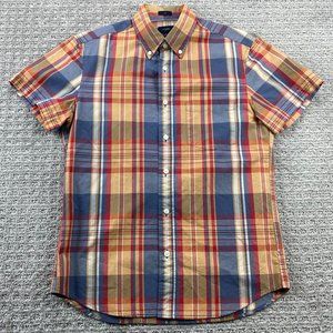 J. Crew Shirt Men Small S Multicolor Plaid Button Up Slim Fit Short Sleeve